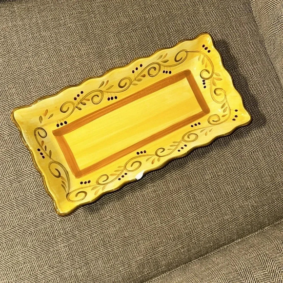 2 Italian Villa Pattern Rectangle Serving Dishes HomeTrends Yellow (2 matching) - Picture 13 of 16